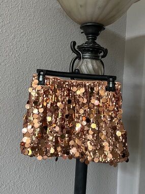Sequin Mini Skirt in Rose Gold